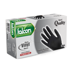 Vinyl black gloves size M Falcon 100pcs