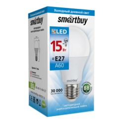 Smartbuy LED Lamp A60, 15W, E27, 6000K, 1200 lm, Cool White Light