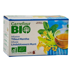 Carrefour Bio թեյ լորենու ծաղիկներով և անանուխով 26 գ