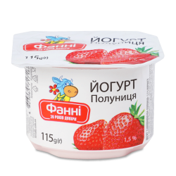 Յոգուրտ Ֆաննի ելակ 1.5% 115գր