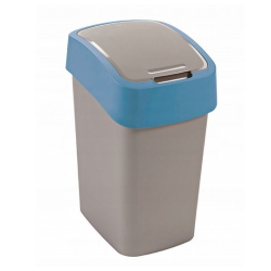 Trash bin gray blue flip bin 25l