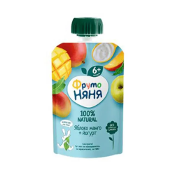 Fruit puree Fruto Nyanya apple, mango and yogurt, no sugar 90g