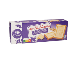 Carrefour Classic թխվածքաբլիթ պատված սպիտակ շոկոլադով 125 գ