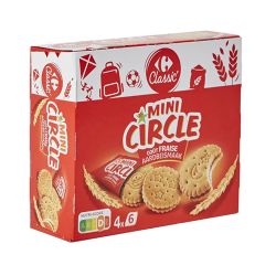Carrefour Classic մինի կլոր ելակի համով թխվածքաբլիթներ 168 գ