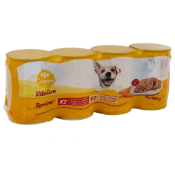 Carrefour Companino adult dog food with beef chicken and vegetables 4 × 400 g