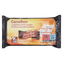 Carrefour բազմաֆունկցիոնալ մաքրող անձեռոցիկներ սև օճառով 80 հատ